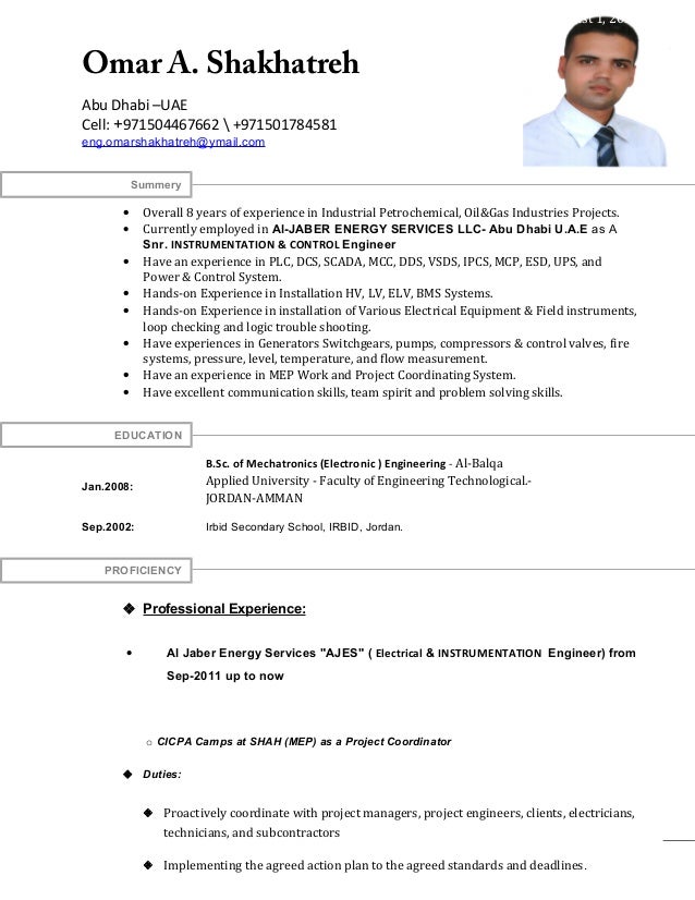 E\u0026I Engineer CV