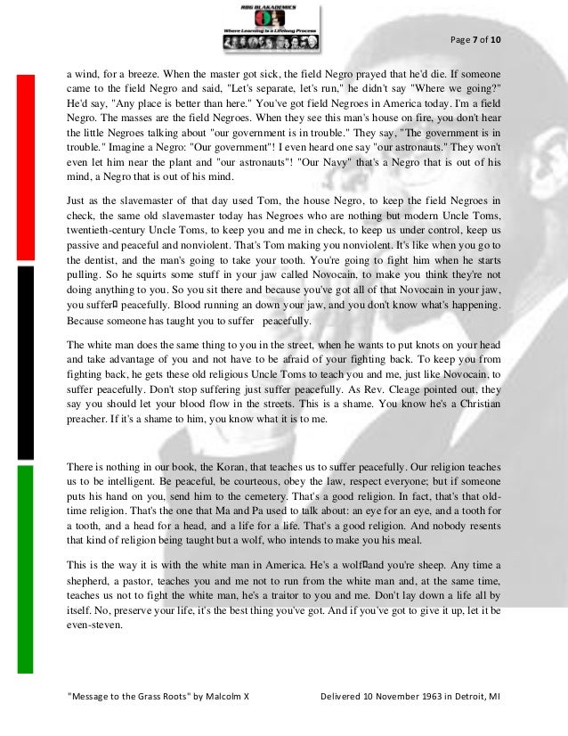 Message to the Grass Roots by Malcolm X Delivered 10 Nov 1963 in Detr…