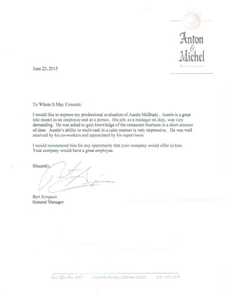 Letter of Recommendation - A&M