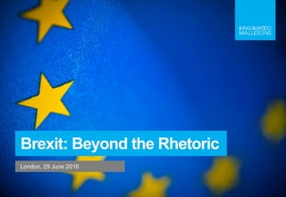London, 29 June 2016
Brexit: Beyond the Rhetoric
 