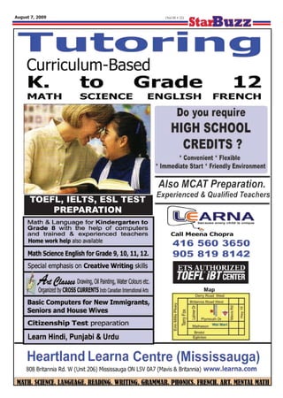 August 7, 2009                 (Vol III # 32)




      TOEFL, IELTS, ESL TEST
          PREPARATION
 