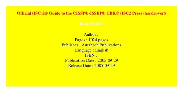 Official Isc2 Guide To The Cissp Issep Cbk Isc2 Press - 