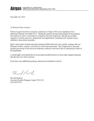 Airgas Letter of Recommendation