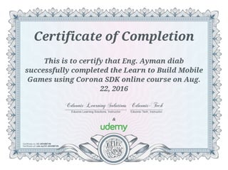 Learn to Build Mobile Games using Corona SDK