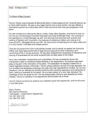 Vernon reference letter