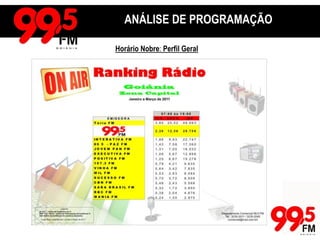 RANKING DAS EMISSORASGoiâniaANÁLISE DE PROGRAMAÇÃOHorário Nobre: Perfil Geral