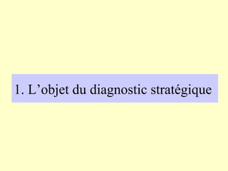 1. L’objet du diagnostic stratégique
 