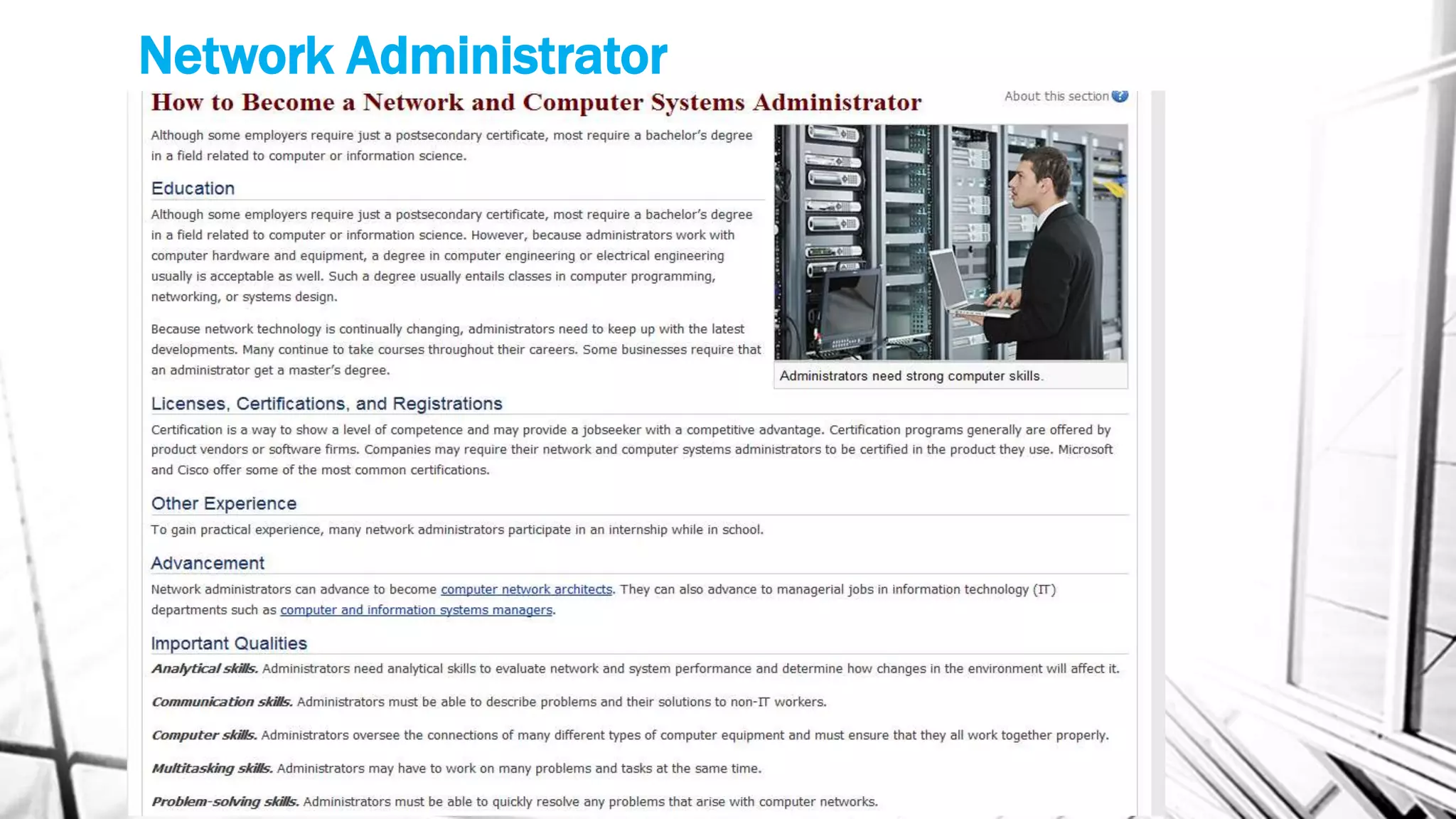 Network Administrator
 