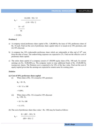 COST OF CAPITAL SOLVED PROBLEMS PDF 2022 visual data 5