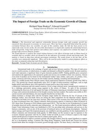 The Impact of Foreign Trade on the Economic Growth of Ghana | PDF