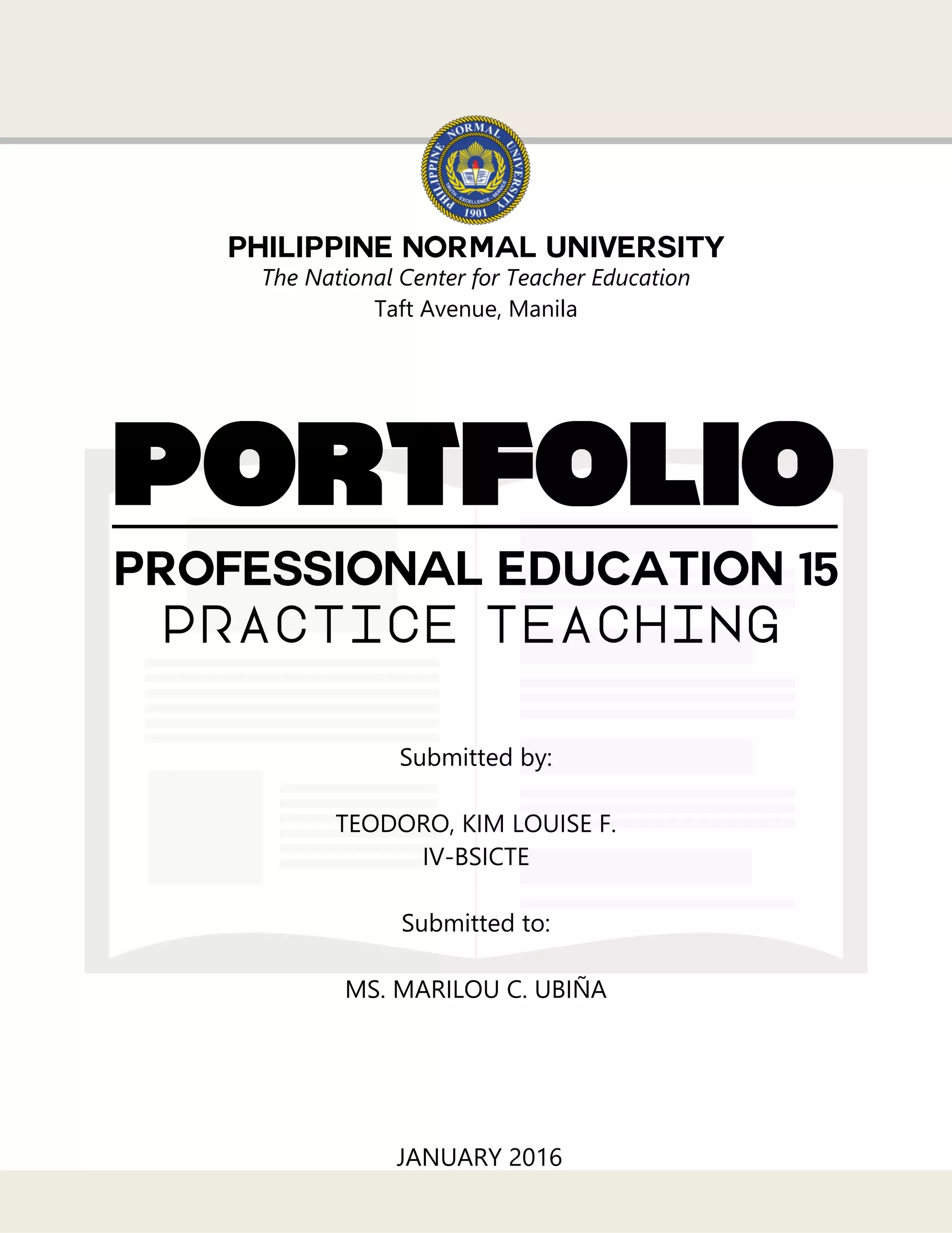Portfolio in Practice Teaching | PDF