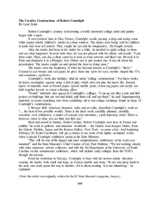 Zeide, Robert Courtright feature