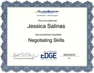 06/23/2012
Negotiating Skills
Jessica Salinas
 