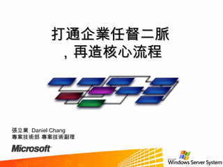 打通企業任督二脈 ，再造核心流程 張立業  Daniel Chang 專案技術部 專案技術副理 