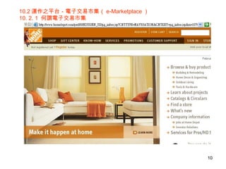 10.2 運作之平台－電子交易市集（ e-Marketplace ） 10. 2. 1  何謂電子交易市集 