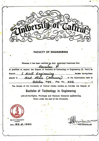 4. Devadas Pranassery _ Degree certificate (B.Tech in Civil Engineering)