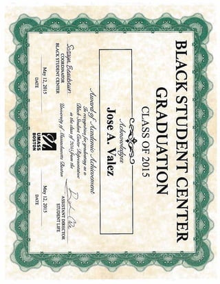 Black Student Org. Certif