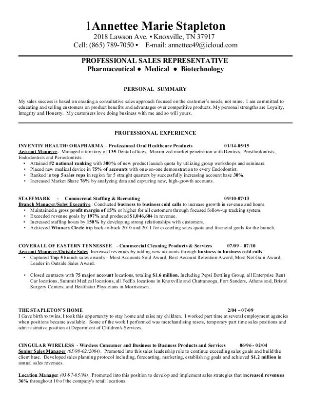 cingular representative resume sales wireless
