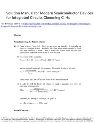 Solution Manual for Modern Semiconductor Devices for Integrated Circuits Chenming C. Hu | PDF