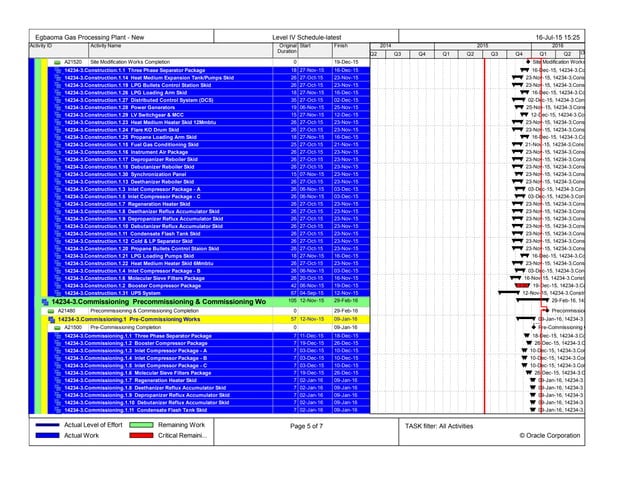 Project Schedule - Level IV Schedule
