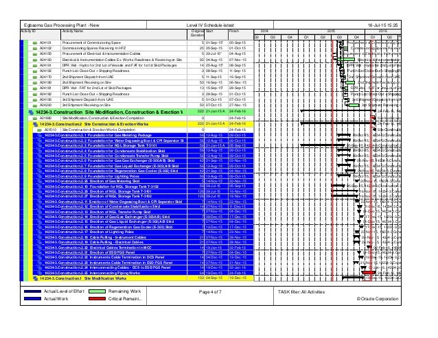 Project Schedule - Level IV Schedule