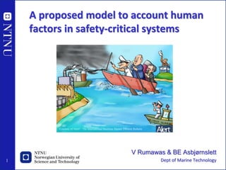 1
A proposed model to account human
factors in safety-critical systems
V Rumawas & BE Asbjørnslett
Dept of Marine Technology
Courtesy of Alert! - The International Maritime Human Element Bulletin
 