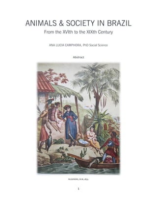 1
ANIMALS & SOCIETY IN BRAZIL
From the XVIth to the XIXth Century
ANA LUCIA CAMPHORA, PhD Social Science
Abstract
RUGENDAS, W.M.,1835.
 
