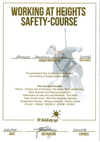 harness certificate