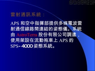 ͨӍϵy APS Ϳָ]ṩl늲ͨž·gBYˑBxϵy AstroTerra ɷ޹˾{ǲ ʹüO܇ APS  SPS -4000 ˑBϵy NEARSON ENTERPRISE CORP. 