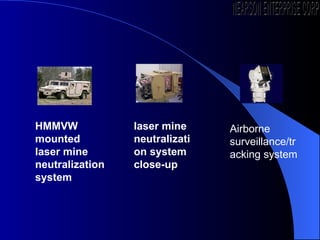 HMMVW mounted laser mine neutralization system laser mine neutralization system close-up Airborne surveillance/tracking system NEARSON ENTERPRISE CORP. 