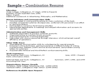 Sample – Combination Resume
 