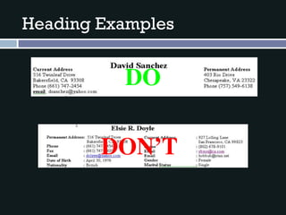 Heading Examples
DO
DON’T
 