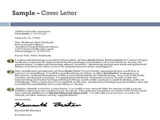 Sample – Cover Letter
 