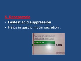 ANTACID
COMBINATIONS
 COMBINATIONS OF ANTACIDS FREQUENTLY USED
 SINGLE ANTACID NOT SATISFACTORY
a) FAST (Mg.hydrox.) AND...