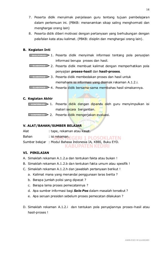 RPP BERKARAKTER BAHASA INDONESIA SMK KELAS X SEMESTER 1