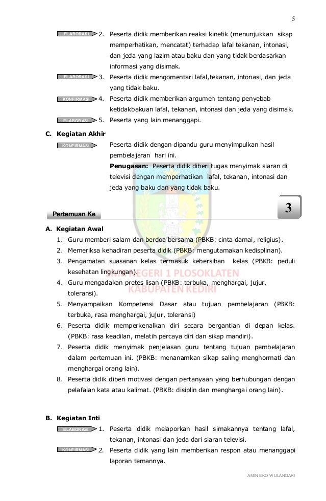 RPP BERKARAKTER BAHASA INDONESIA SMK KELAS X SEMESTER 1