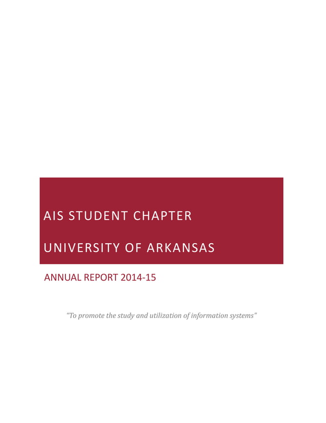 University of Arkansas AIS Annual Report 20142015 PDF