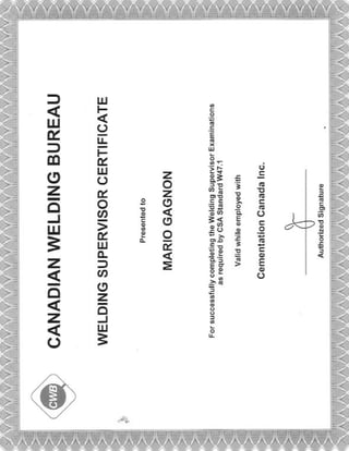 Welding Supervisior Certificate