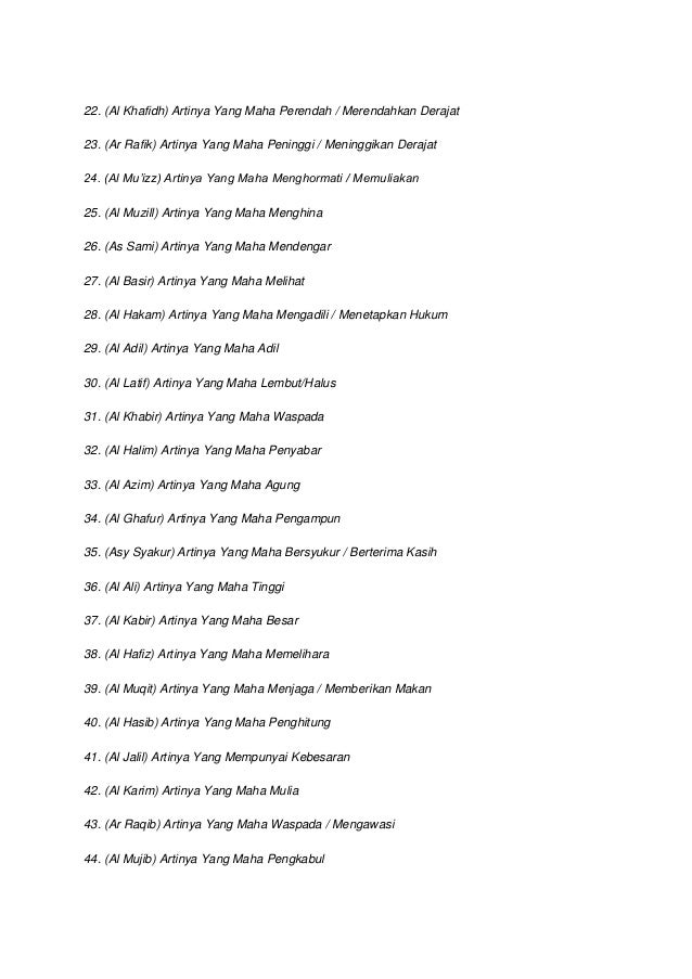 99 Asmaul Husna Dan Artinya
