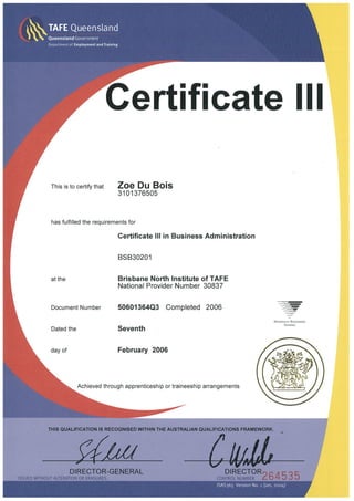 Certificate III - Business Administration