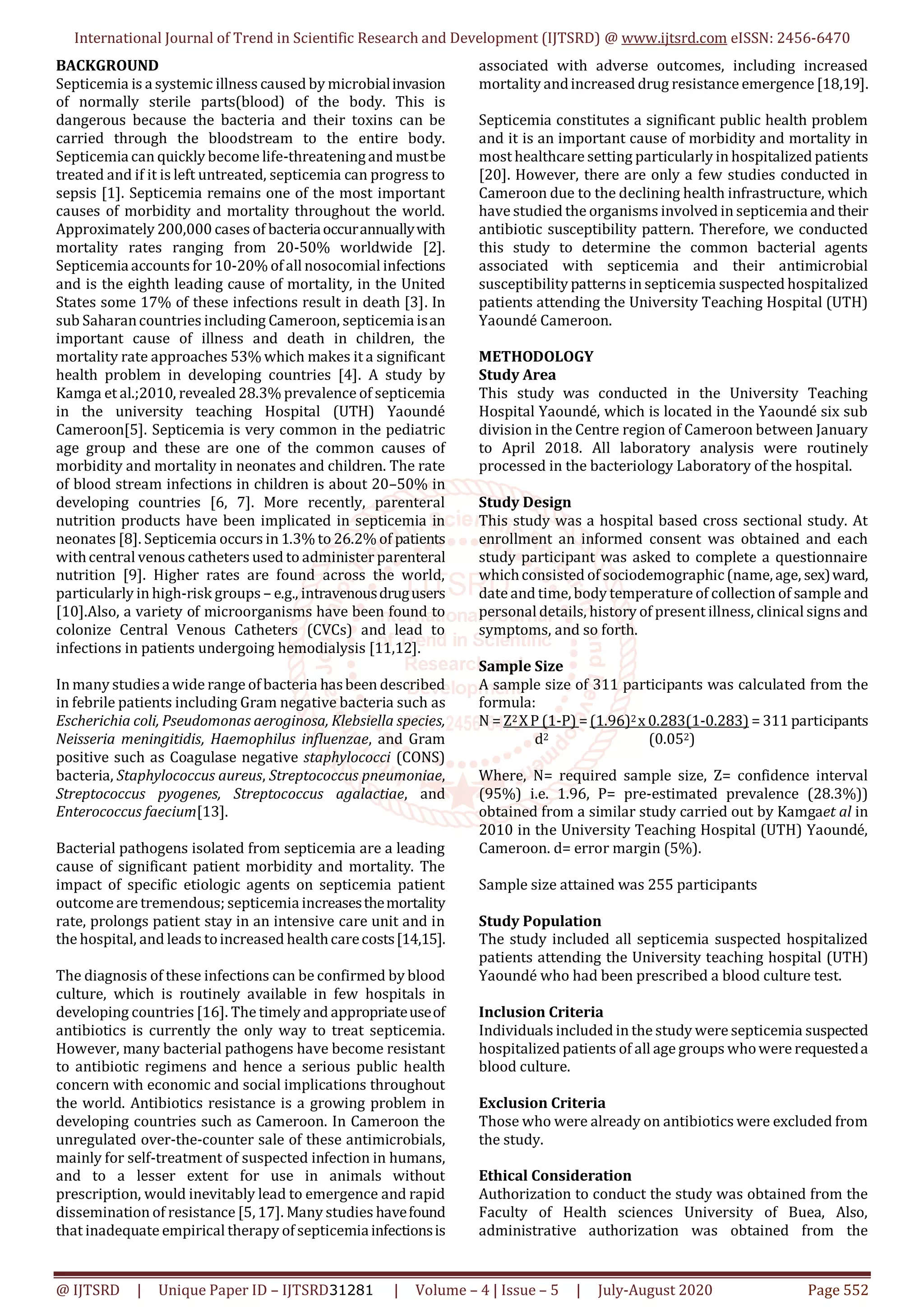 bacteriological profile and antimicrobial sensitivity pattern of blood ...