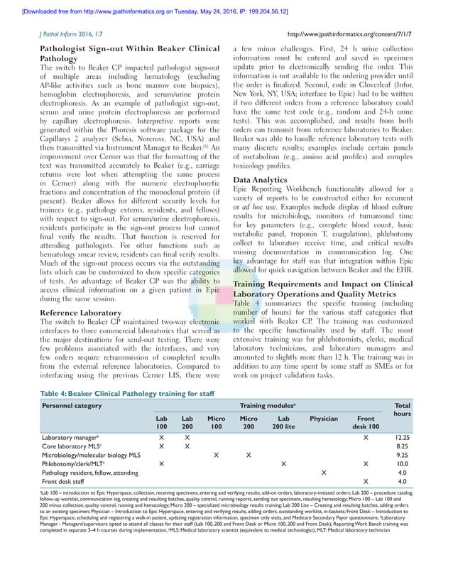 Implementation of Epic Beaker Clinical Pathology at an academic medical