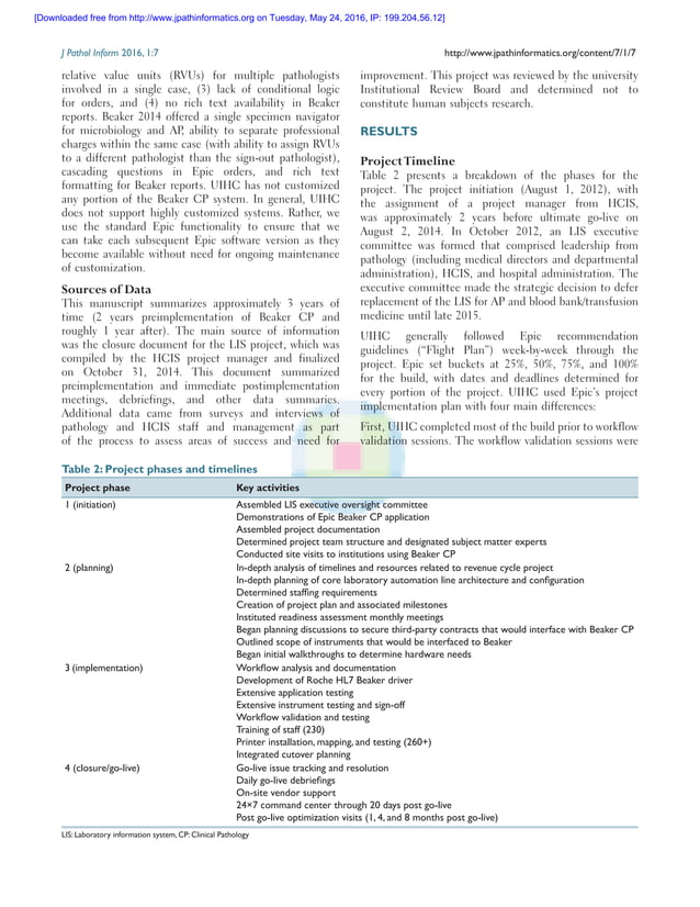 Implementation of Epic Beaker Clinical Pathology at an academic medical