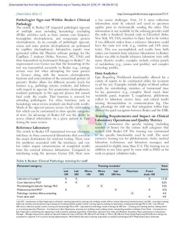 Implementation of Epic Beaker Clinical Pathology at an academic medic…