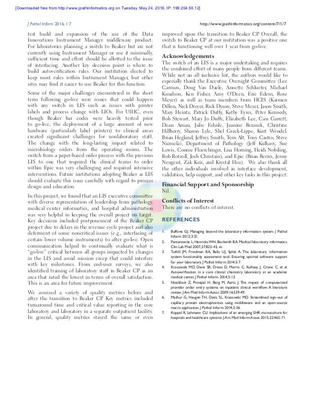 Implementation of Epic Beaker Clinical Pathology at an academic medic…