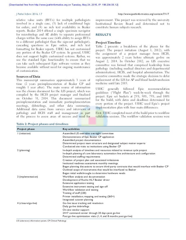 Implementation of Epic Beaker Clinical Pathology at an academic medic…