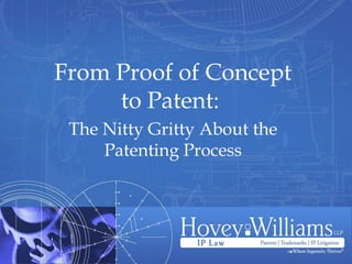 From Proof of Concept
to Patent:
The Nitty Gritty About the
Patenting Process
 