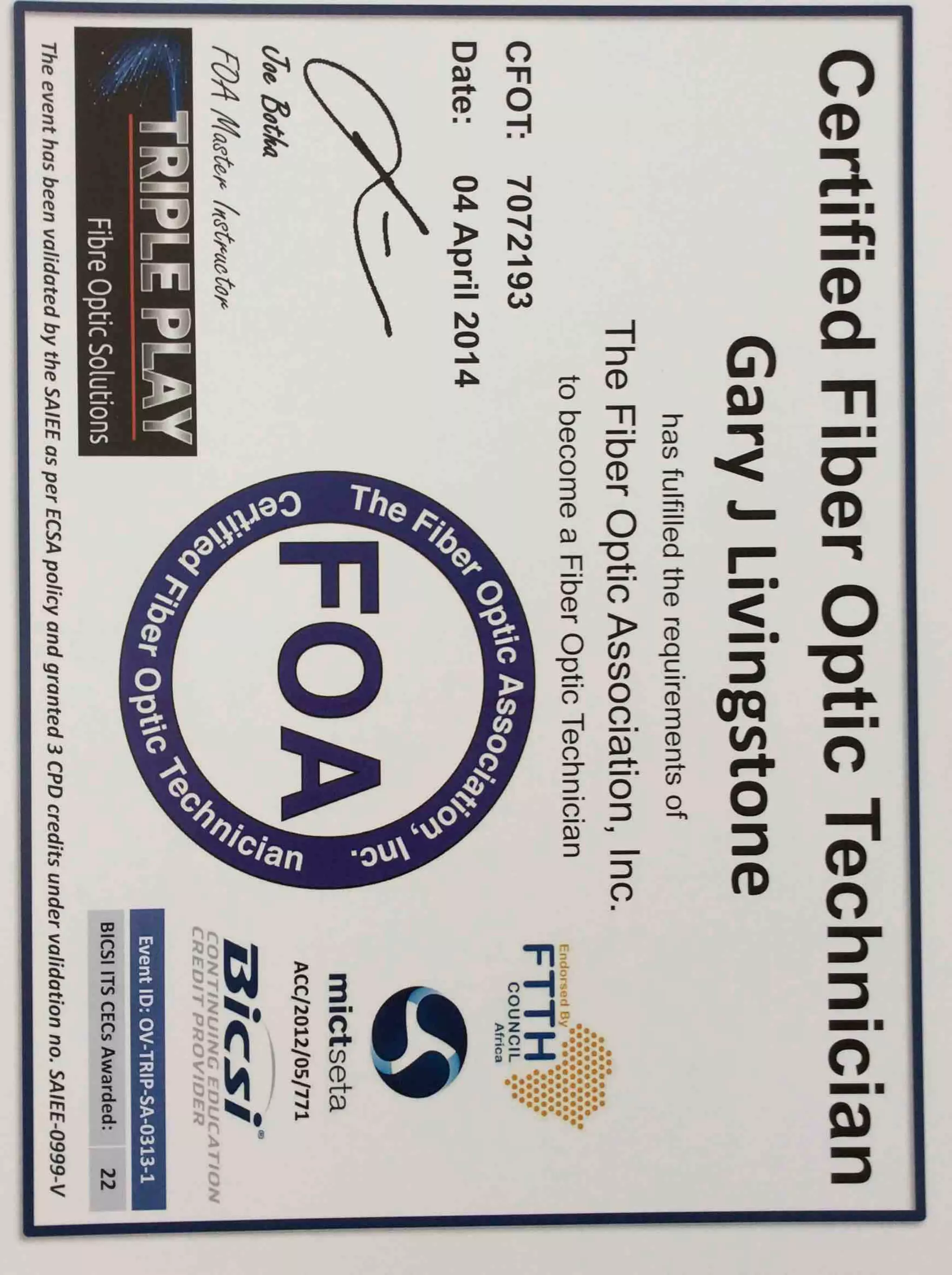 FOA cert fiber optic tech | PDF