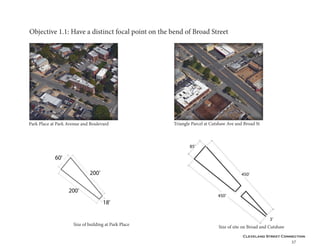 Cleveland Street Connection
37
Objective 1.1: Have a distinct focal point on the bend of Broad Street
Park Place at Park Avenue and Boulevard Triangle Parcel at Cutshaw Ave and Broad St
Size of building at Park Place
Size of site on Broad and Cutshaw
 