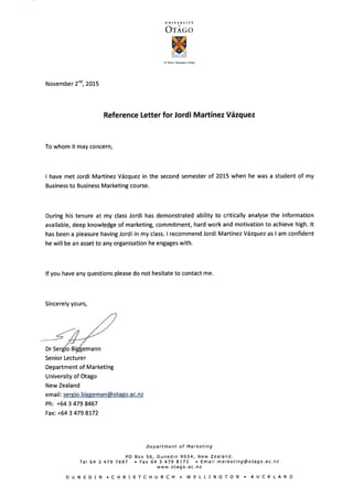 Reference letter for Jordi Martinez